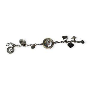 Silver Tone Floating Locket Bracelet with Charms